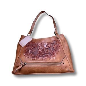 Concept BOTANICA EMBOSSED FEAUX LEATHER SHOULDER BAG